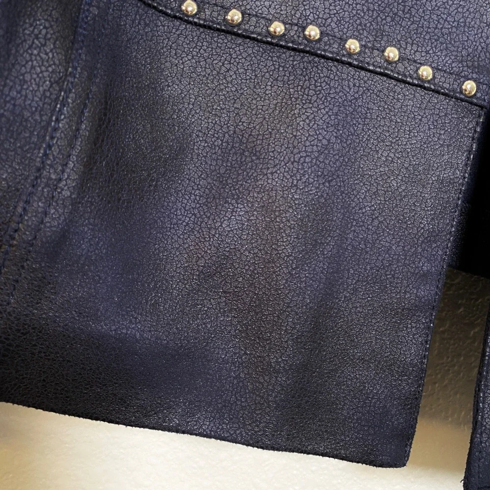 Insight Vegan Suede Grunge Punk Concert Studded Zip Faux Leather Jacket L Retro‎